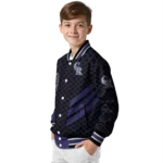 colorado rockies triple side stripes blue black varsity jacket best selling