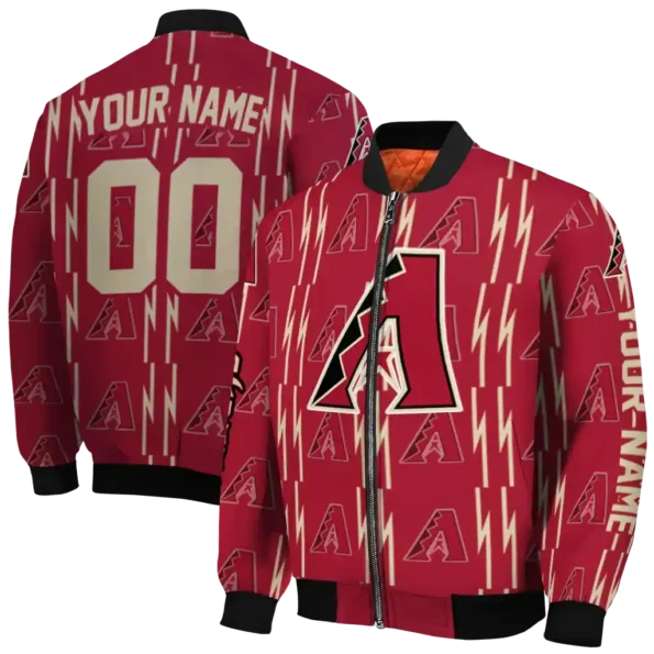 custom arizona diamondbacks bolt stripe red bomber jacket fashion forward.webp