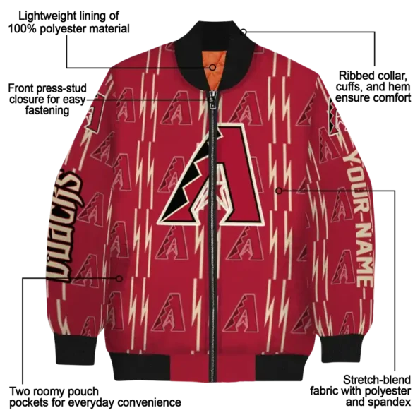 custom arizona diamondbacks bolt stripe red bomber jacket new arrival.webp