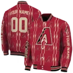 custom arizona diamondbacks bolt stripe red varsity jacket best selling