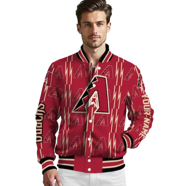 custom arizona diamondbacks bolt stripe red varsity jacket high quality