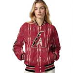 custom arizona diamondbacks bolt stripe red varsity jacket best selling