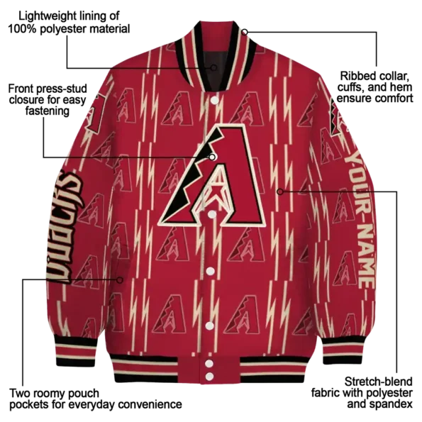 custom arizona diamondbacks bolt stripe red varsity jacket new arrival