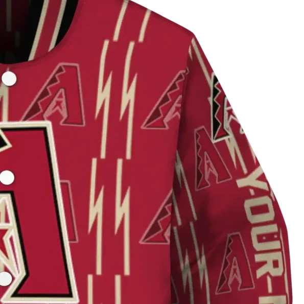 custom arizona diamondbacks bolt stripe red varsity jacket premium grade