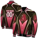 custom arizona diamondbacks mesh chest black crocs black varsity jacket best selling
