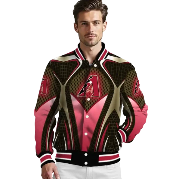 custom arizona diamondbacks mesh chest black crocs black varsity jacket high quality