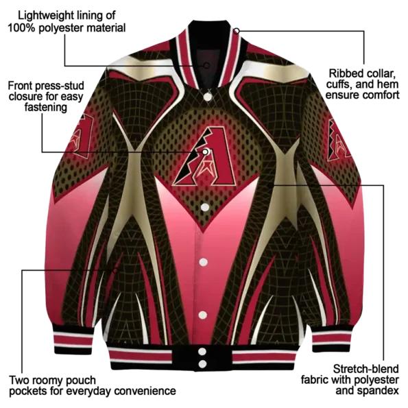 custom arizona diamondbacks mesh chest black crocs black varsity jacket new arrival