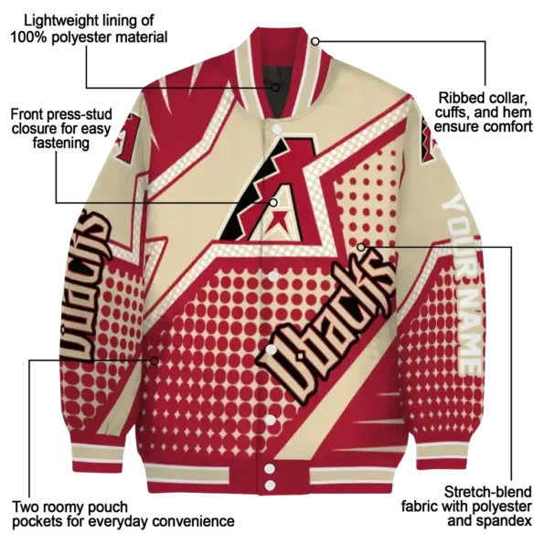 custom arizona diamondbacks star burst red varsity jacket new arrival