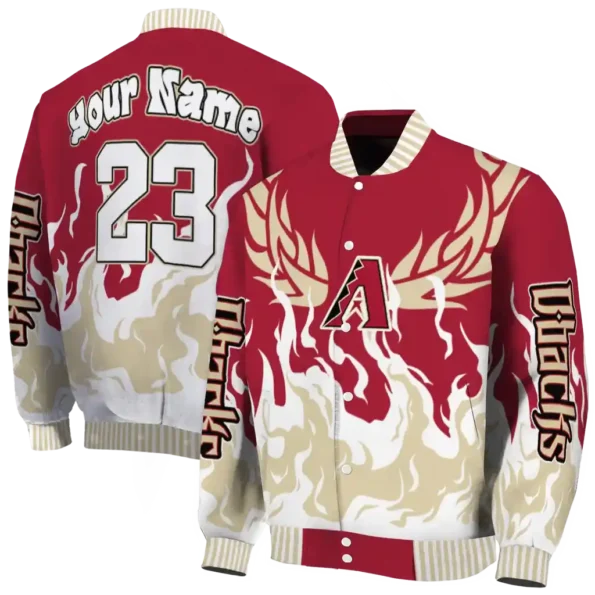custom arizona diamondbacks winged blaze red white varsity jacket fashion forward