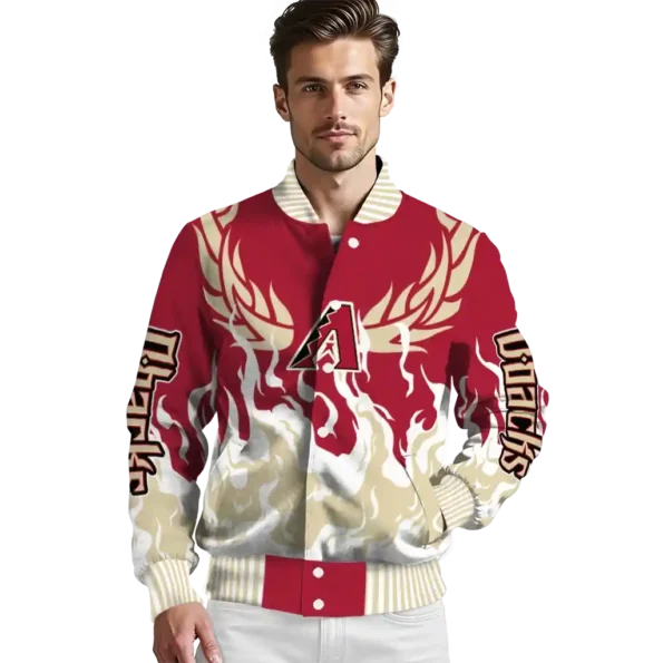 custom arizona diamondbacks winged blaze red white varsity jacket high quality