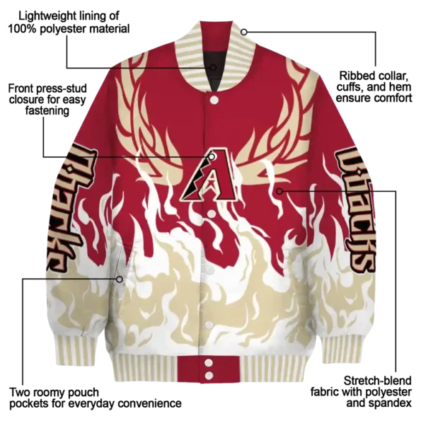 custom arizona diamondbacks winged blaze red white varsity jacket new arrival