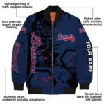 custom atlanta braves hexagon cluster navy black bomber jacket best selling