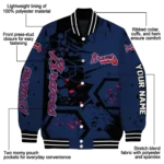 custom atlanta braves hexagon cluster navy black varsity jacket best selling