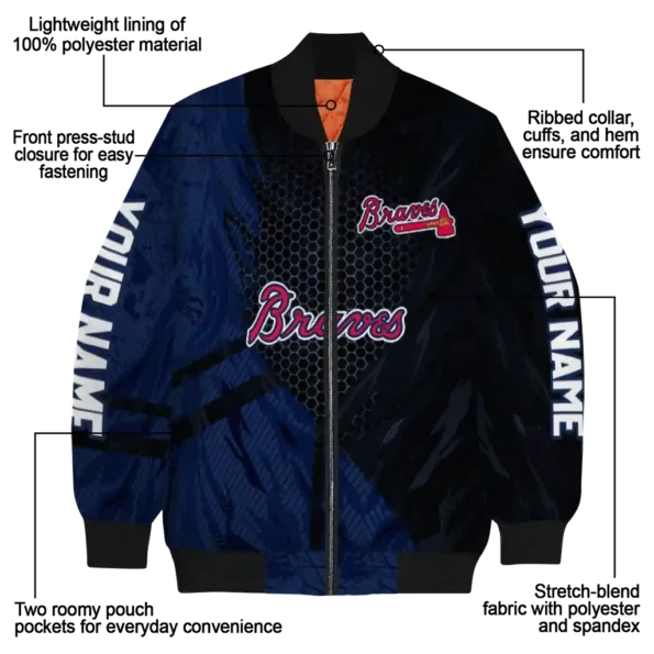 custom atlanta braves hexagon mesh navy black bomber jacket new arrival