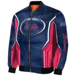 custom atlanta braves power plate navy bomber jacket best selling