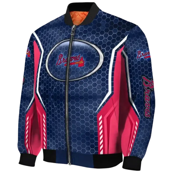 custom atlanta braves power plate navy bomber jacket best selling
