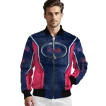 custom atlanta braves power plate navy bomber jacket best selling