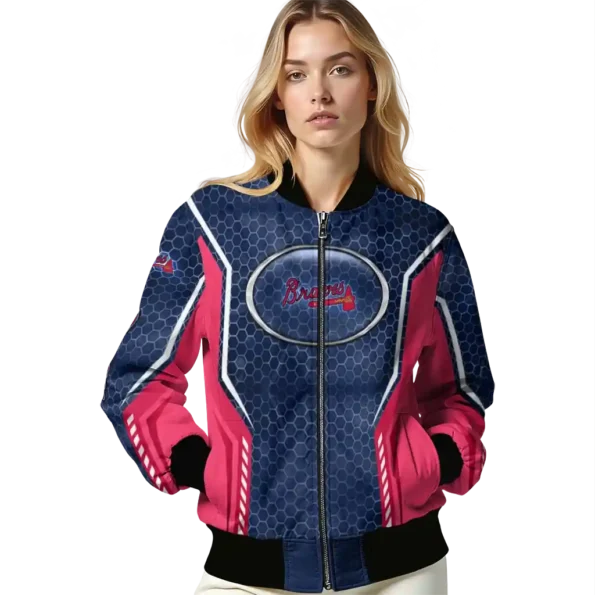 custom atlanta braves power plate navy bomber jacket latest model