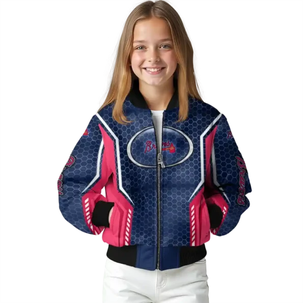custom atlanta braves power plate navy bomber jacket top rated