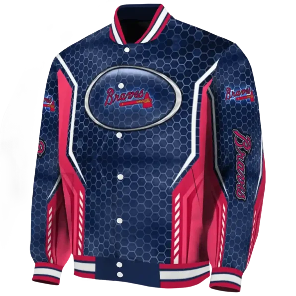custom atlanta braves power plate navy varsity jacket best selling