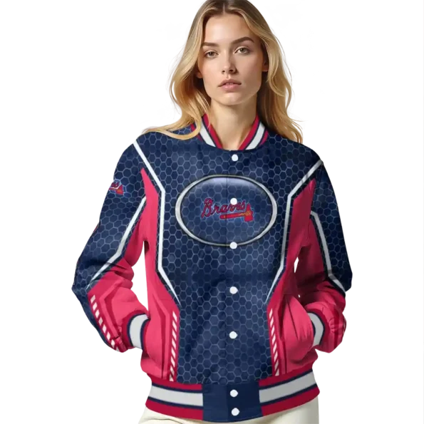 custom atlanta braves power plate navy varsity jacket latest model