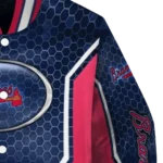 custom atlanta braves power plate navy varsity jacket best selling