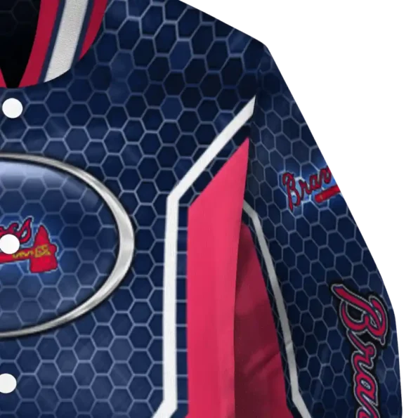 custom atlanta braves power plate navy varsity jacket premium grade