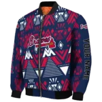 custom atlanta braves pyramid shapes navy bomber jacket best selling