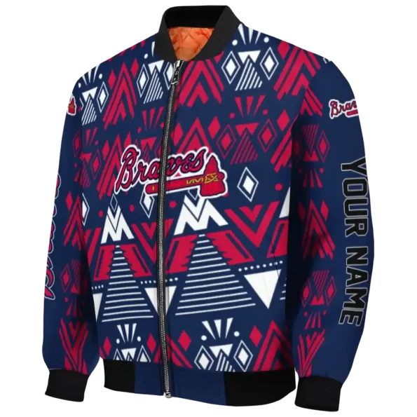 custom atlanta braves pyramid shapes navy bomber jacket best selling