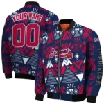 custom atlanta braves pyramid shapes navy bomber jacket best selling