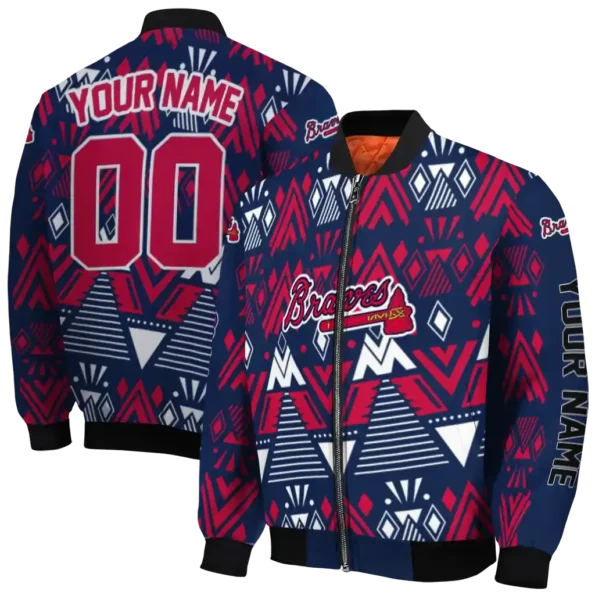 custom atlanta braves pyramid shapes navy bomber jacket fashion forward