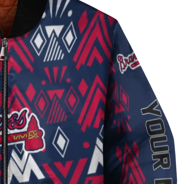 custom atlanta braves pyramid shapes navy bomber jacket premium grade