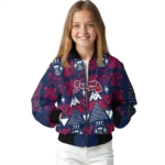 custom atlanta braves pyramid shapes navy bomber jacket best selling