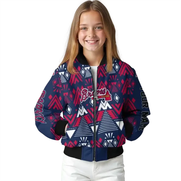 custom atlanta braves pyramid shapes navy bomber jacket top rated