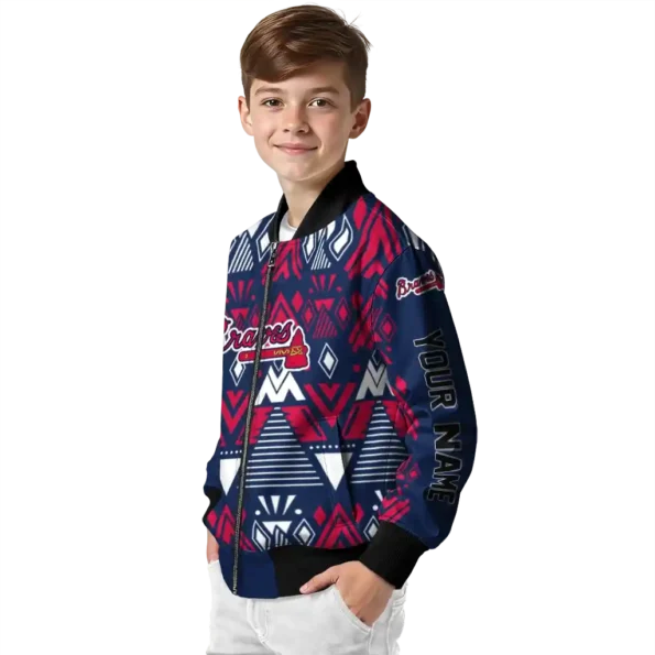custom atlanta braves pyramid shapes navy bomber jacket trendy