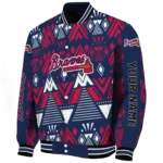 custom atlanta braves pyramid shapes navy varsity jacket best selling