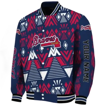 custom atlanta braves pyramid shapes navy varsity jacket best selling