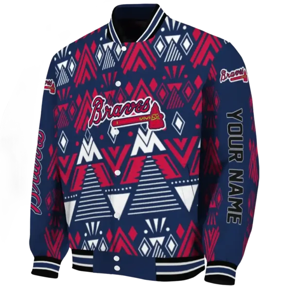 custom atlanta braves pyramid shapes navy varsity jacket best selling