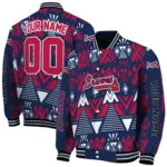 custom atlanta braves pyramid shapes navy varsity jacket best selling