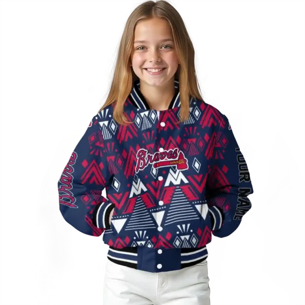 custom atlanta braves pyramid shapes navy varsity jacket top rated