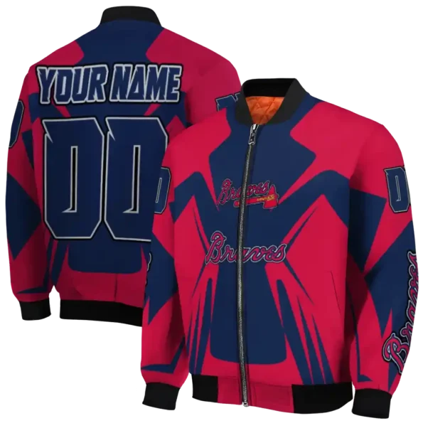 custom atlanta braves spider mark navy red crocs bomber jacket fashion forward.webp