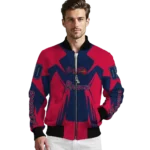 custom atlanta braves spider mark navy red crocs bomber jacket best selling.webp