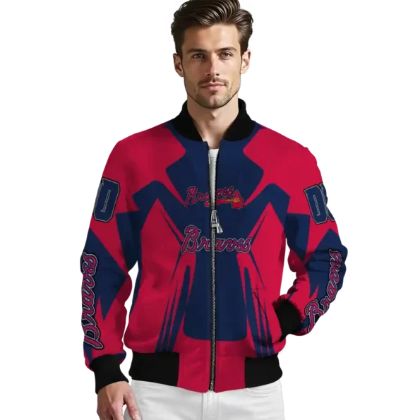 custom atlanta braves spider mark navy red crocs bomber jacket high quality.webp