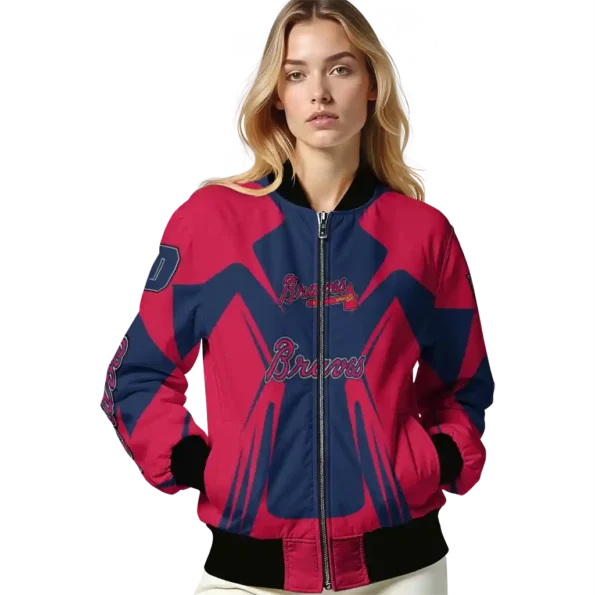 custom atlanta braves spider mark navy red crocs bomber jacket latest model.webp
