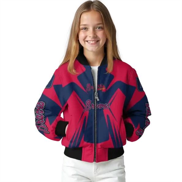 custom atlanta braves spider mark navy red crocs bomber jacket top rated.webp
