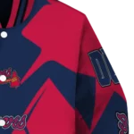 custom atlanta braves spider mark navy red crocs varsity jacket best selling