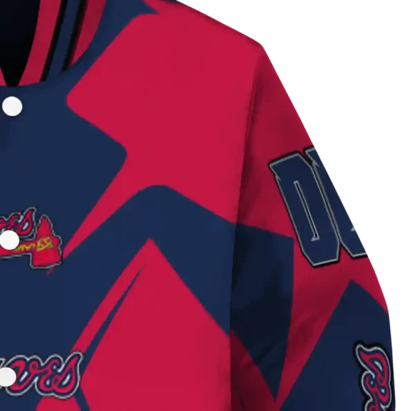 custom atlanta braves spider mark navy red crocs varsity jacket premium grade