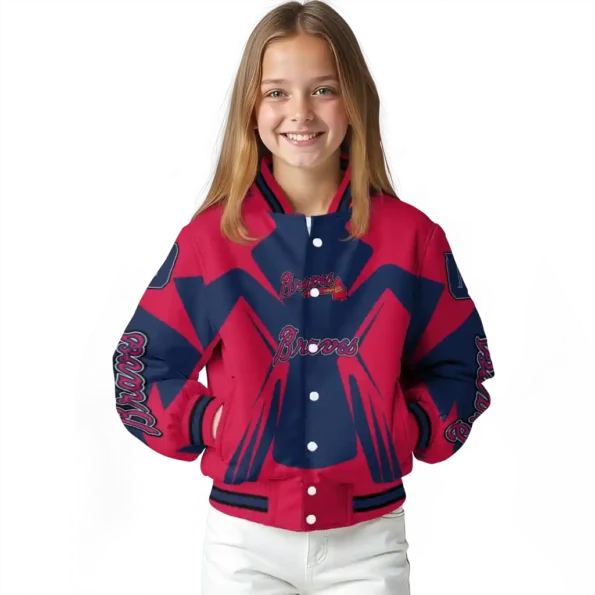 custom atlanta braves spider mark navy red crocs varsity jacket top rated