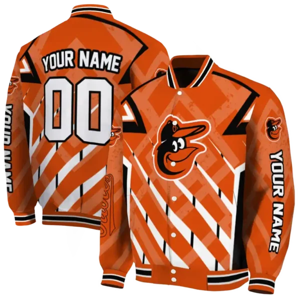 custom baltimore orioles chevron angles orange varsity jacket fashion forward