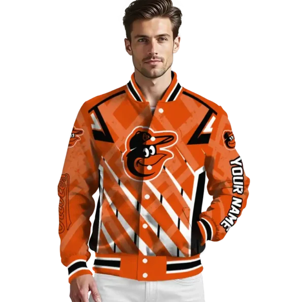 custom baltimore orioles chevron angles orange varsity jacket high quality